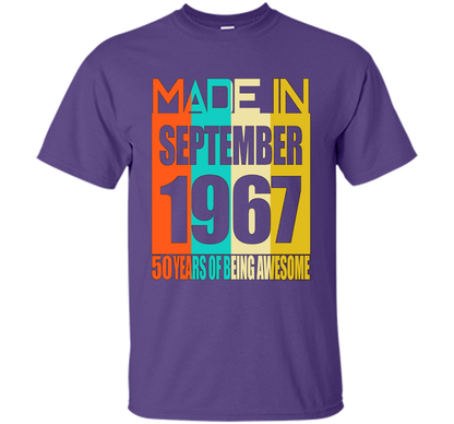 September 1967 50th Birthday Gifts 50 yrs old B-day Shirt cool shirt Purple