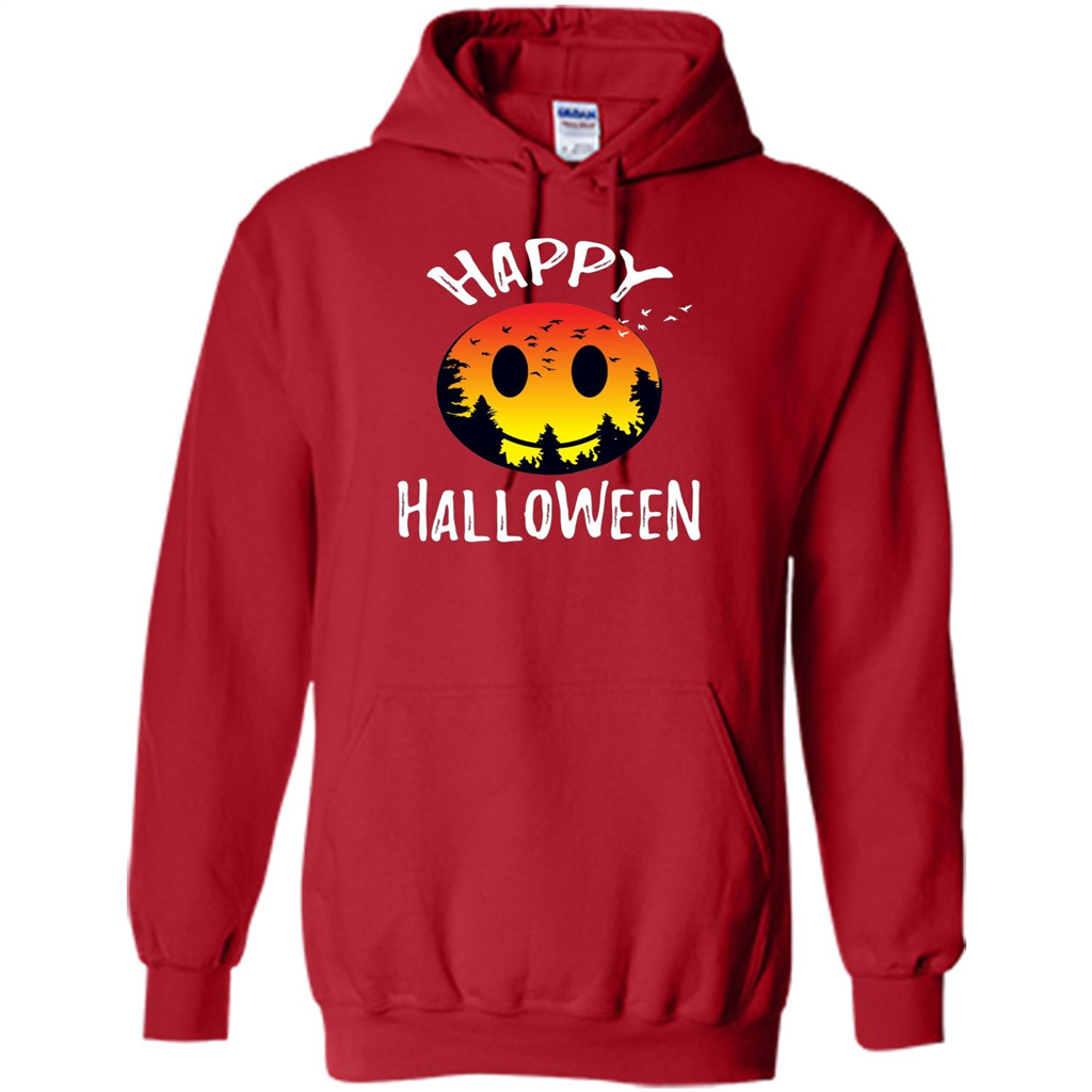 Cute Halloween T-shirt Spooky Camp Happy Face Emoji T-shirt Red