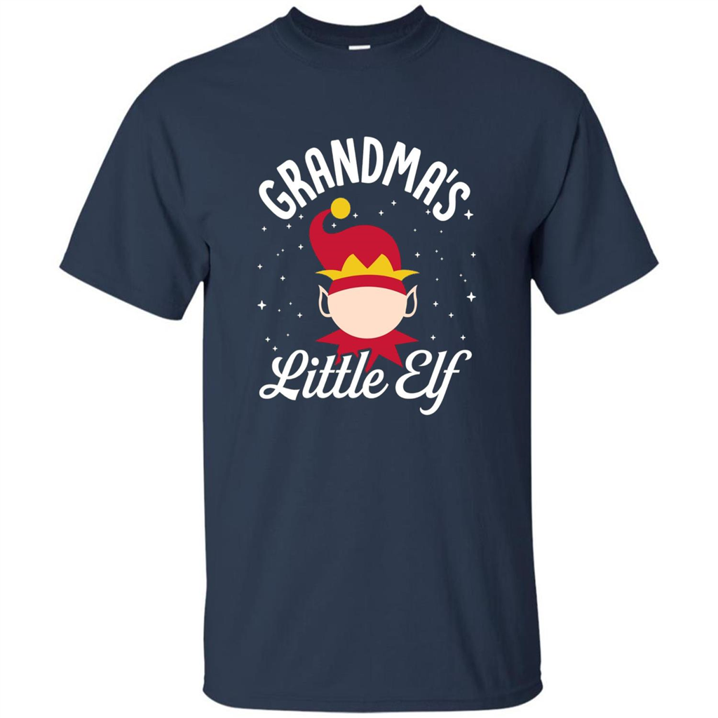 Grandma's Little Elf Christmas T-Shirt Navy