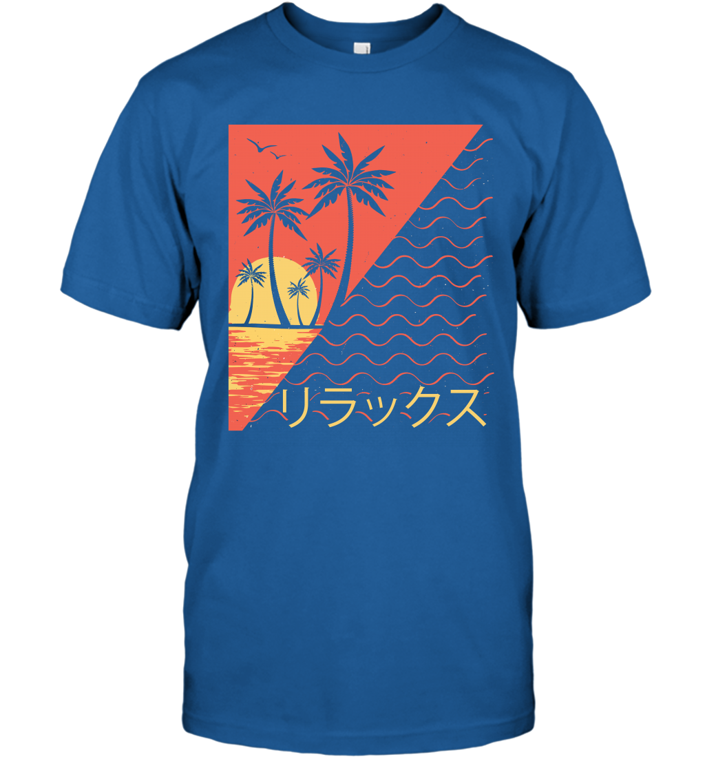 Japan Poster Like Sunset Wave Cool Vibe Shirt T-Shirt T-Shirt Royal