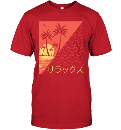 Japan Poster Like Sunset Wave Cool Vibe Shirt T-Shirt T-Shirt Red
