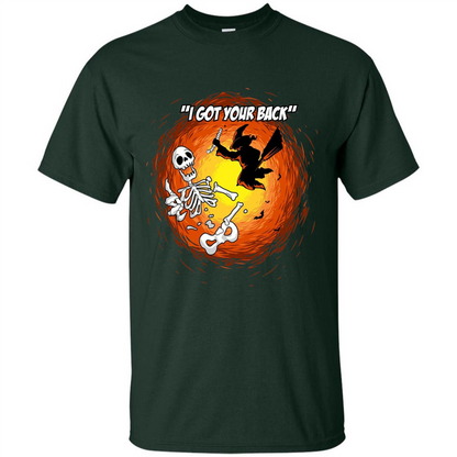 Funny Witch Skeleton Halloween 2017 I Got Your Back T-shirt Forest Green