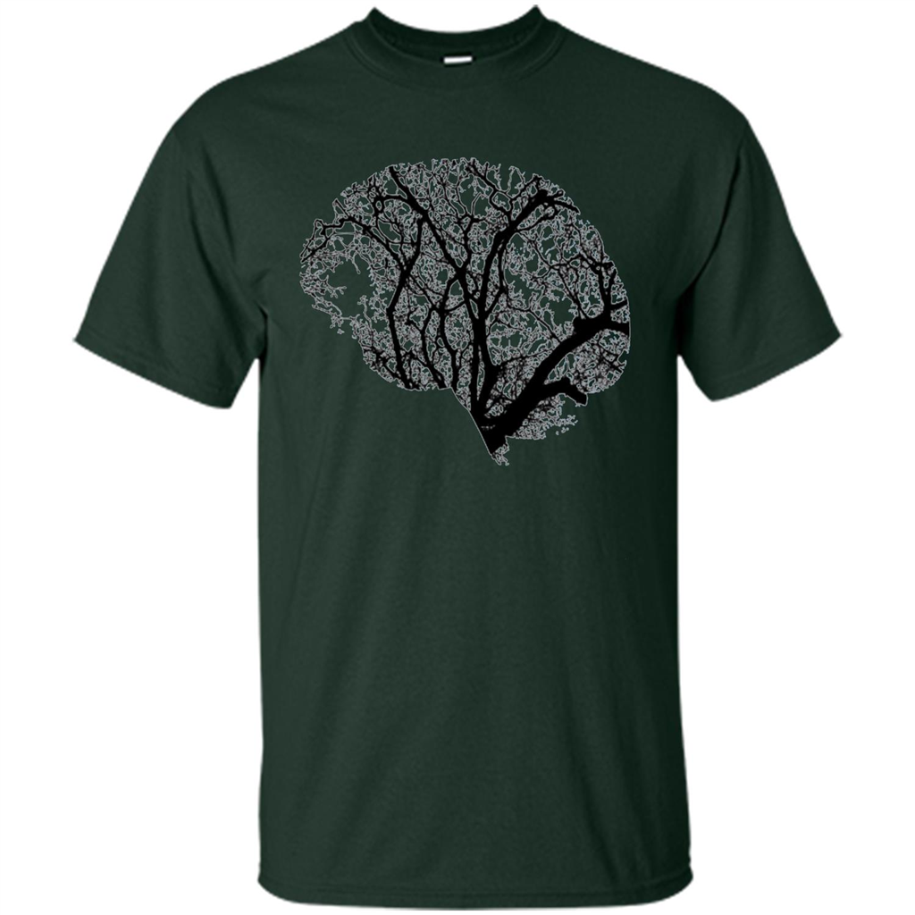 Science Nature T-Shirt Head Brain Tree Forest Green