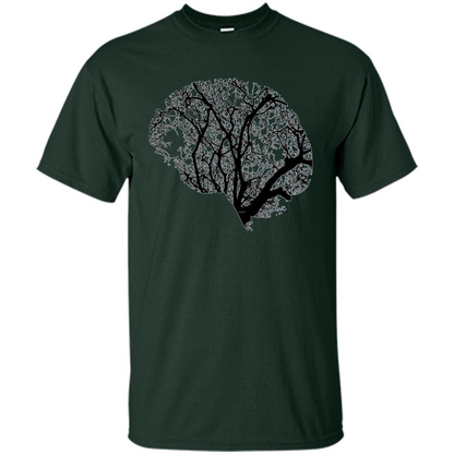 Science Nature T-Shirt Head Brain Tree Forest Green