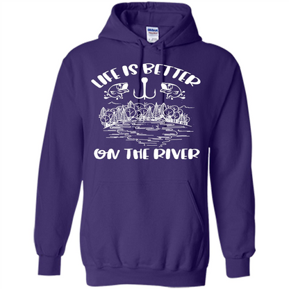 Fishing Fisherman T-shirt Life Is Better On The River Tshirt Purple