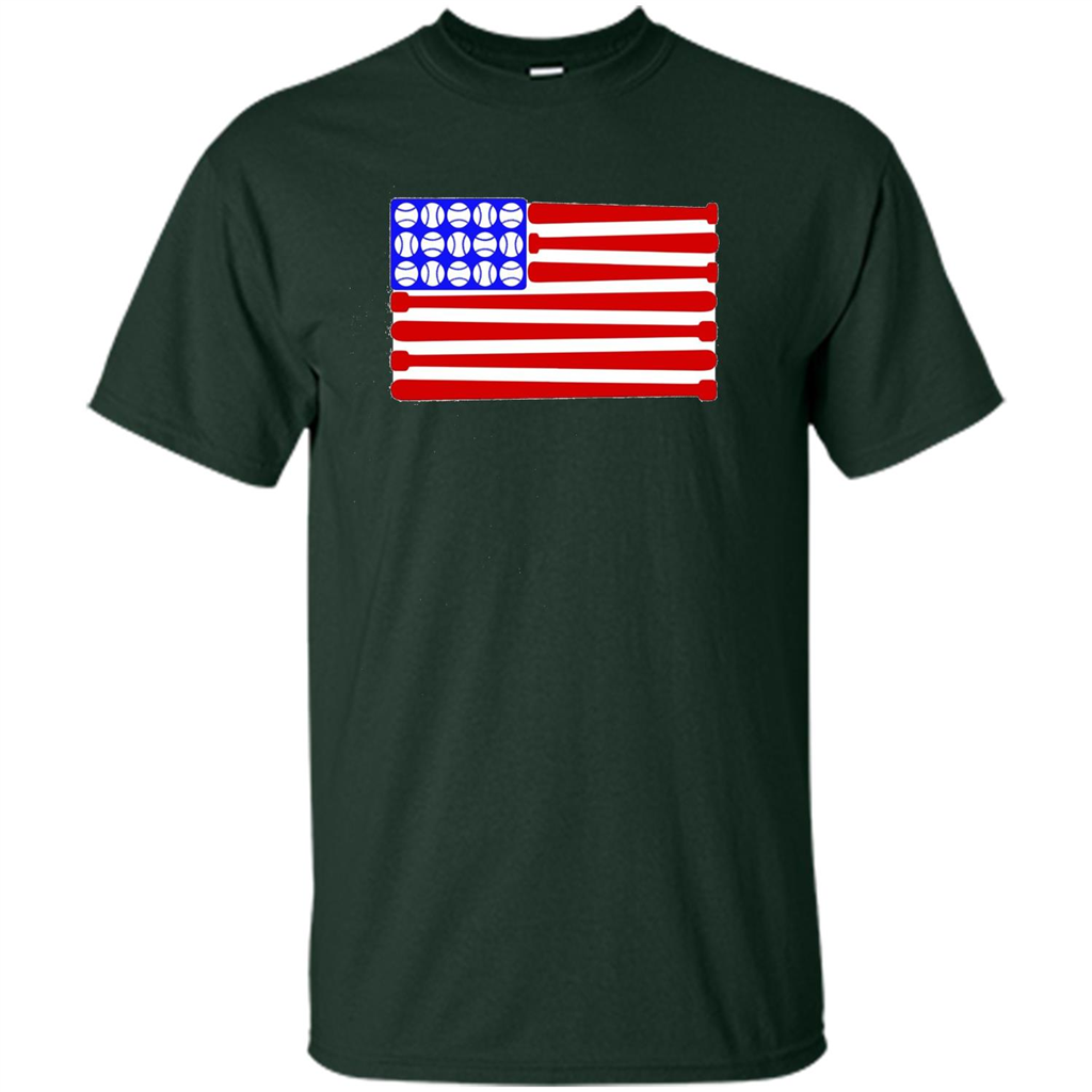Baseball American Flag T-Shirt Forest Green