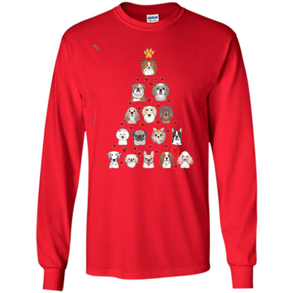 Dog Lover T-shirt Christimas Tree For Dog Lover T-shirt Red