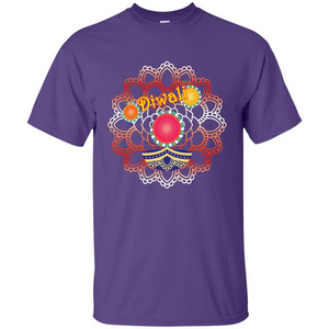 Diwali T-shirt Vibrant Rangoli Lamp And Firecrackers Diwali Tshirt