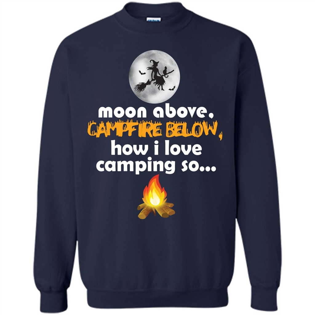 Halloween T-shirt Moon Above Campfire Below T-shirt Navy