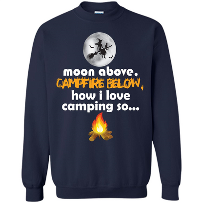 Halloween T-shirt Moon Above Campfire Below T-shirt Navy