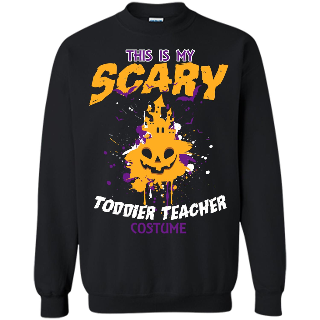 Halloween T-shirt This Is My Scary Toddier Teacher Costume T-shirt Black