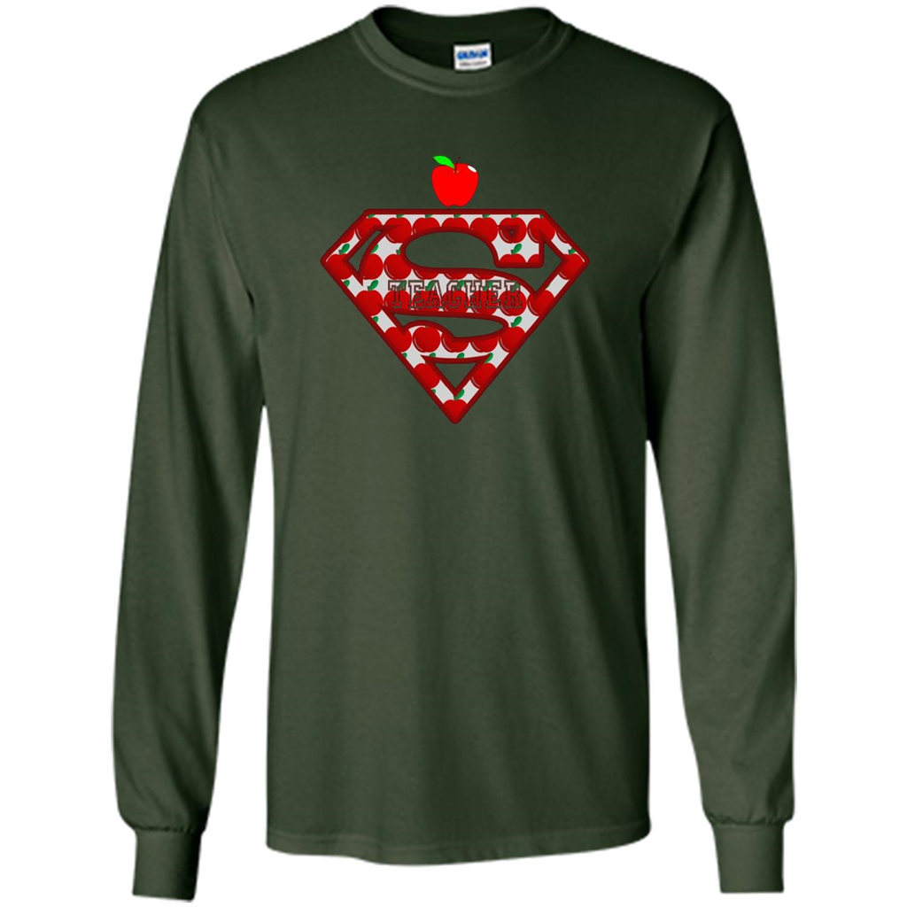 Super Superhero Teacher T-shirt School Day T-shirt Forest Green