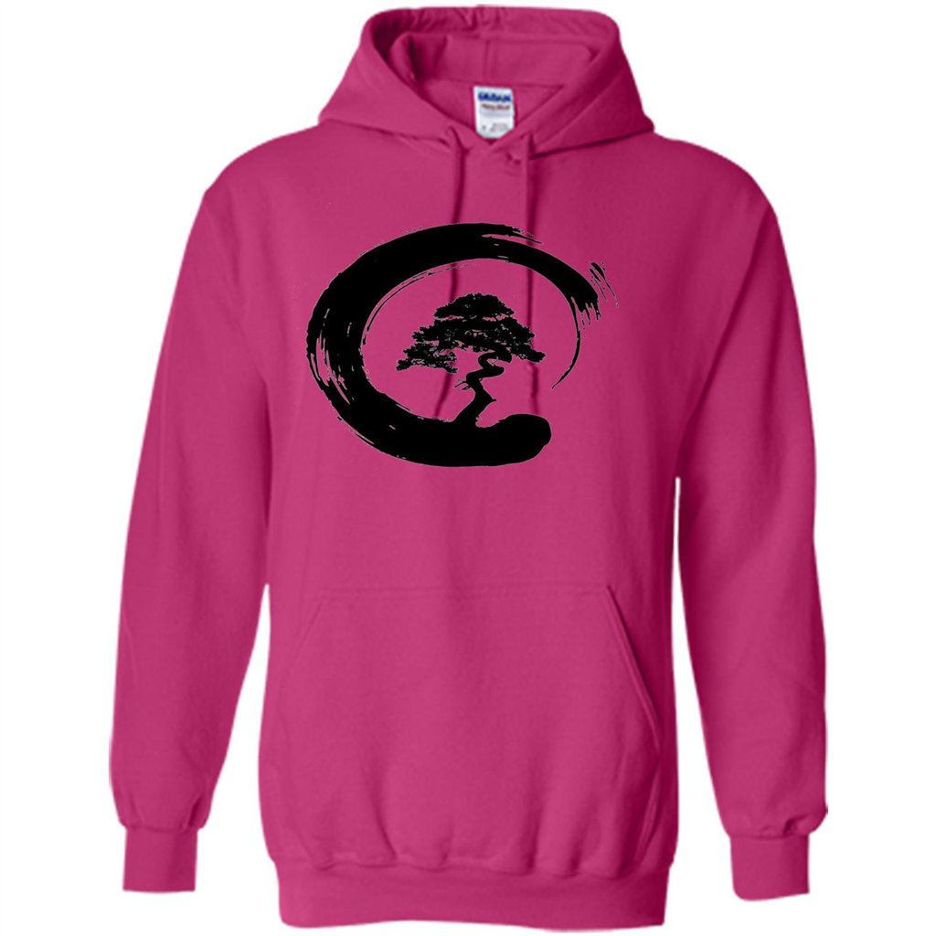 Bonsai Tree in Enso Circle - Buddhist Zen Calligraphy t-hirt Heliconia