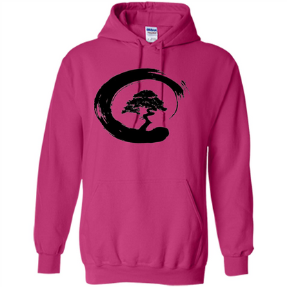 Bonsai Tree in Enso Circle - Buddhist Zen Calligraphy t-hirt Heliconia