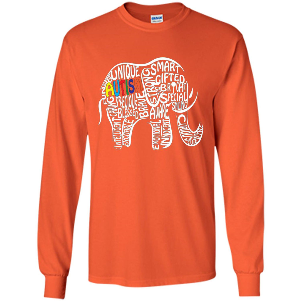 Autism Awareness Elephant T-shirt Orange