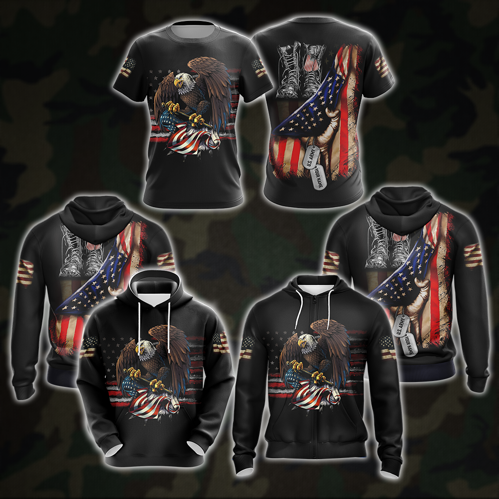 US Veteran T-shirt Zip Hoodie Pullover Hoodie
