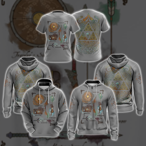 The Legend of Zelda Breath of The Wild Link Inventory Graphic All Over Print T-shirt Zip Hoodie Pullover Hoodie   