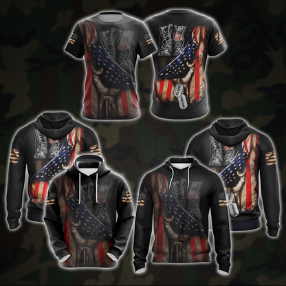 US Veteran T-shirt Zip Hoodie Pullover Hoodie