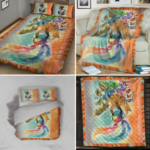 Beautiful Fox and Butterflies 3D Quilt Bed Set