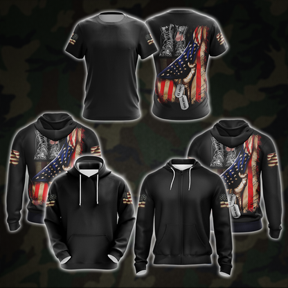 US Veteran T-shirt Zip Hoodie Pullover Hoodie