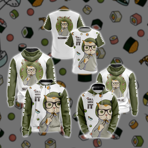 Hipster Cat Sushi Unisex 3D Hoodie