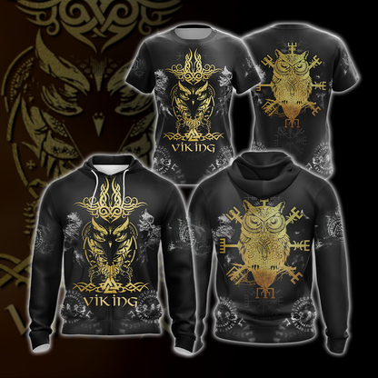 Viking Norse Owl Unisex 3D T-shirt Zip Hoodie Pullover Hoodie