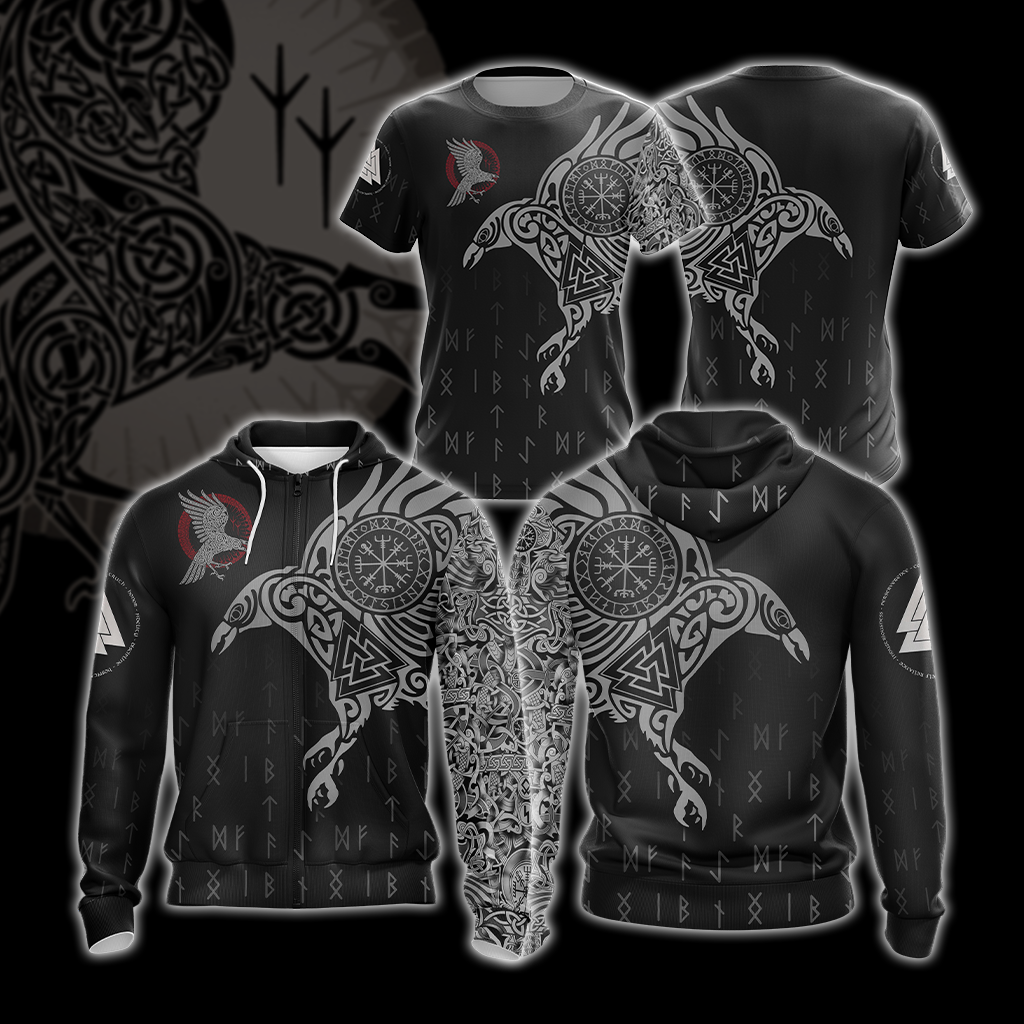 Nordic Warrior Viking Unisex 3D T-shirt Zip Hoodie Pullover Hoodie