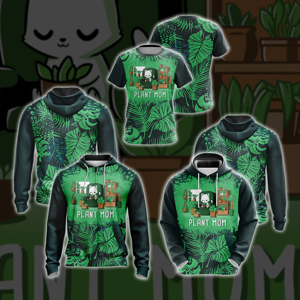 Plant Cat Mom Unisex Zip Up Hoodie
