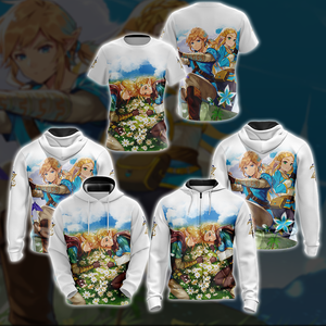 Link and Zelda The Legend of Zelda All Over Print T-shirt Tank Top Zip Hoodie Pullover Hoodie   