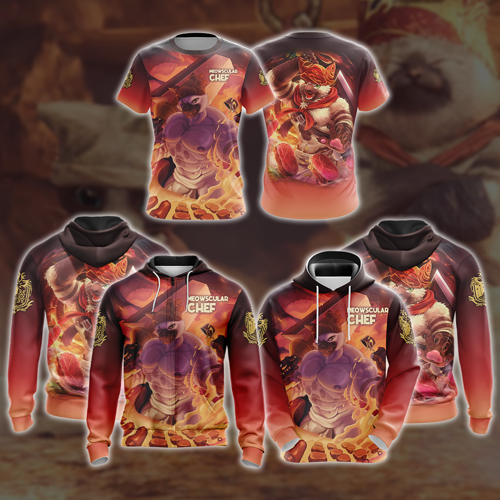 Monster Hunter Meowscular Chef Unisex 3D T-shirt