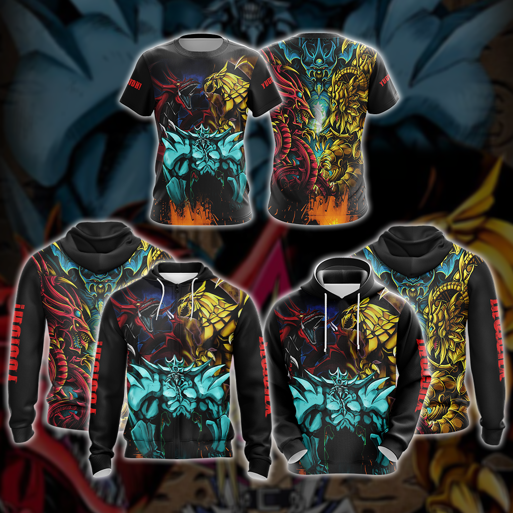Yu-Gi-Oh! Yellow Dragon Winged, Red Dragon Archfiend, Blue-eyes Dragon Unisex 3D Pullover Hoodie