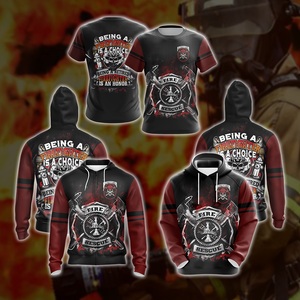 Being A Firefighter Is A Choice Being A Retried Firefighter Is An Honor Unisex Zip Up Hoodie