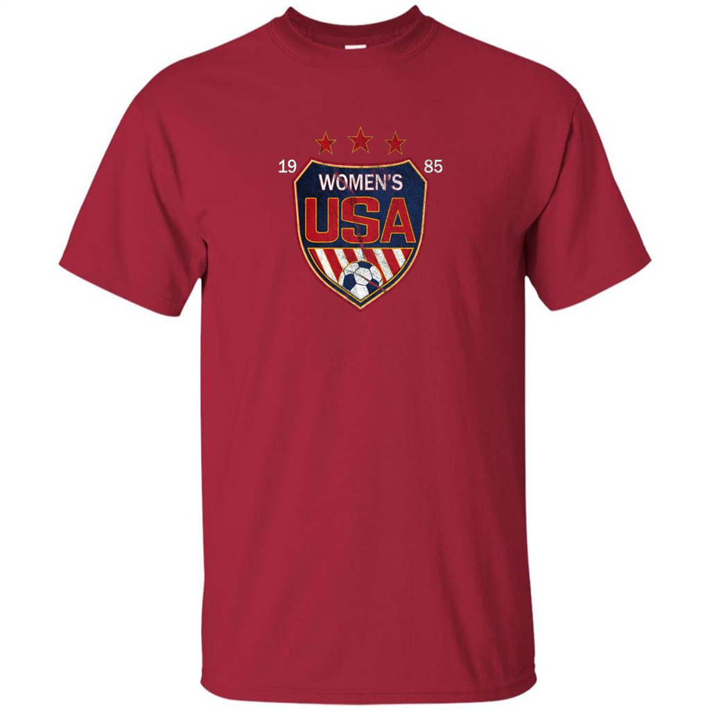 US National Woman's Soccer T-shirt USA Shield 1985 T-shirt Cardinal
