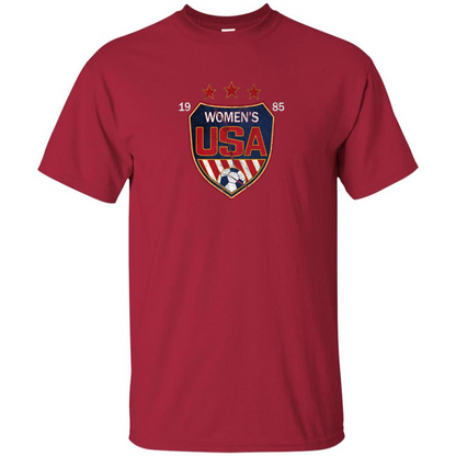 US National Woman's Soccer T-shirt USA Shield 1985 T-shirt Cardinal