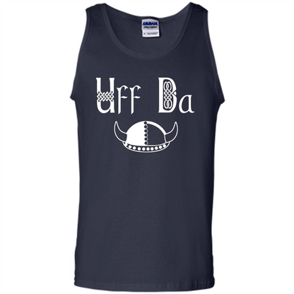 Uff Da Viking Hat Norwegian Scandinavian Saying T-shirt Navy