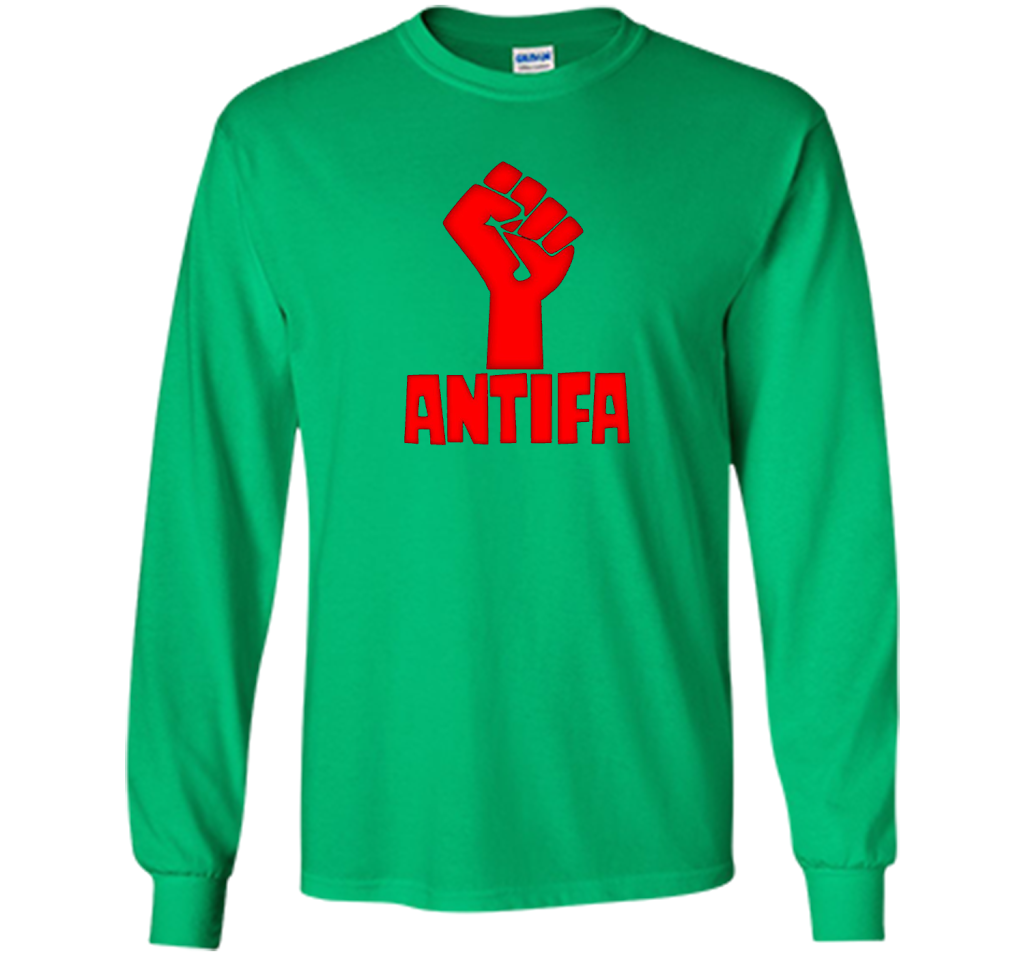 AntiFa Fist On Black T-shirt Irish Green