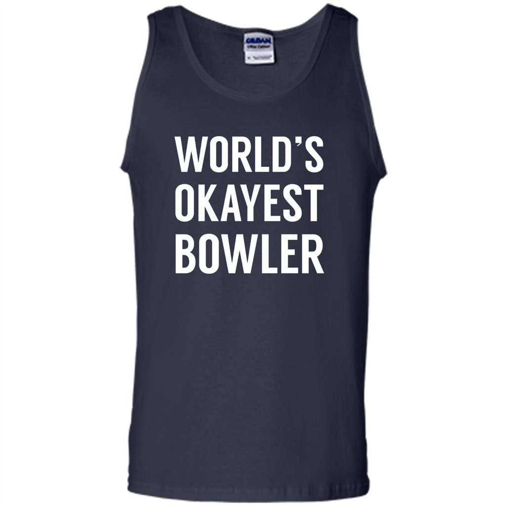 World's Okayest Bowler T-shirt Funny Bowling T-Shirt Navy