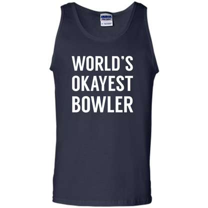 World's Okayest Bowler T-shirt Funny Bowling T-Shirt Navy