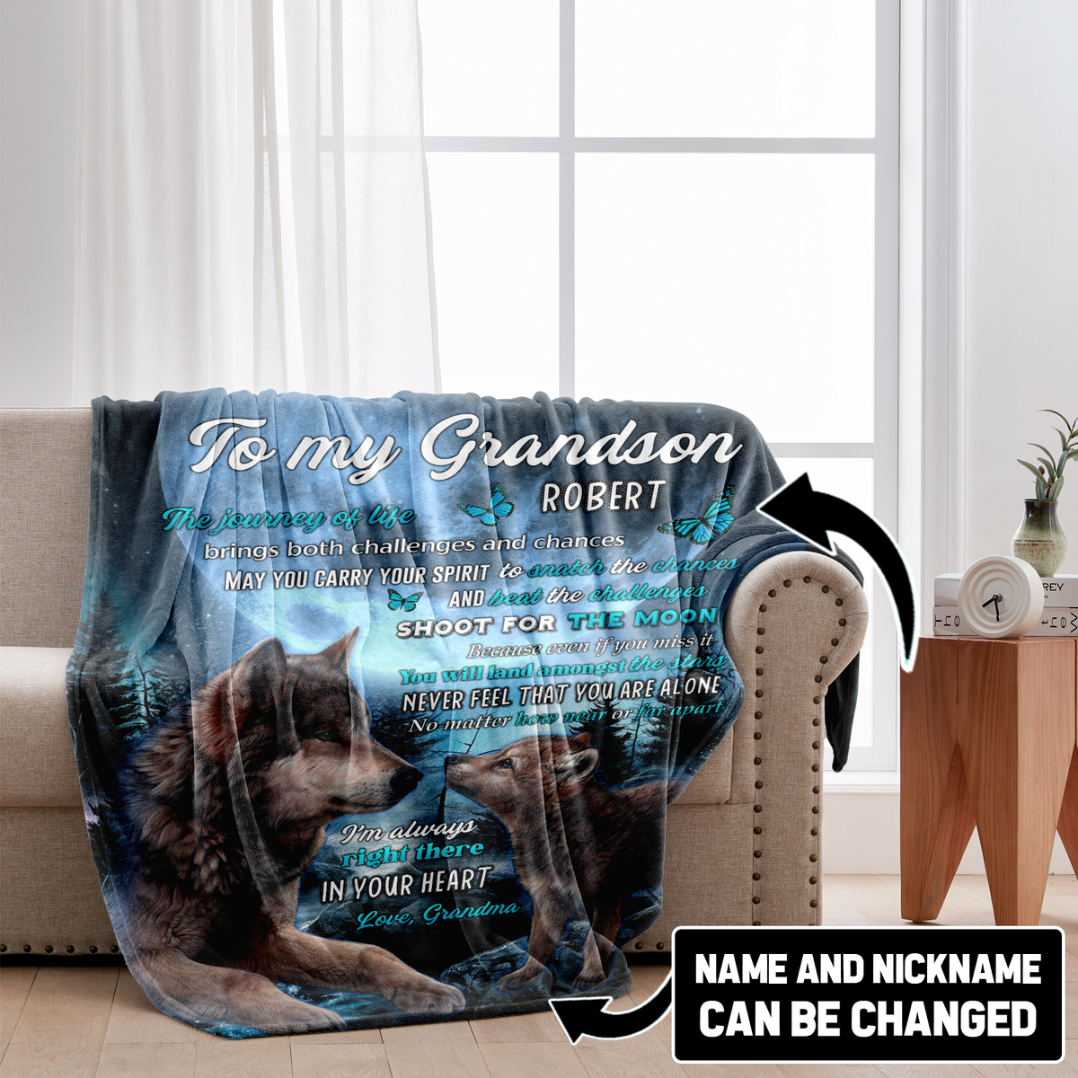 Personalized To My Grandson from Grandma Throw Blanket