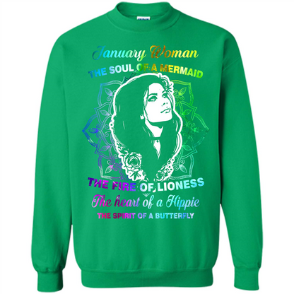 January Woman T-shirt The Heart Of A Hippie Irish Green