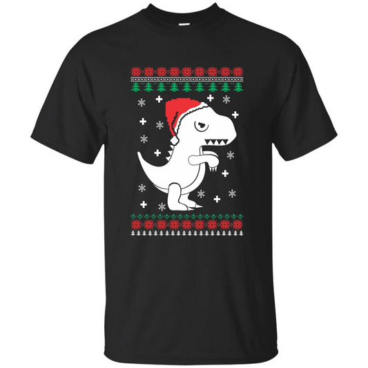 Dinosaur Christmas T-shirt T-rex T-shirt Black