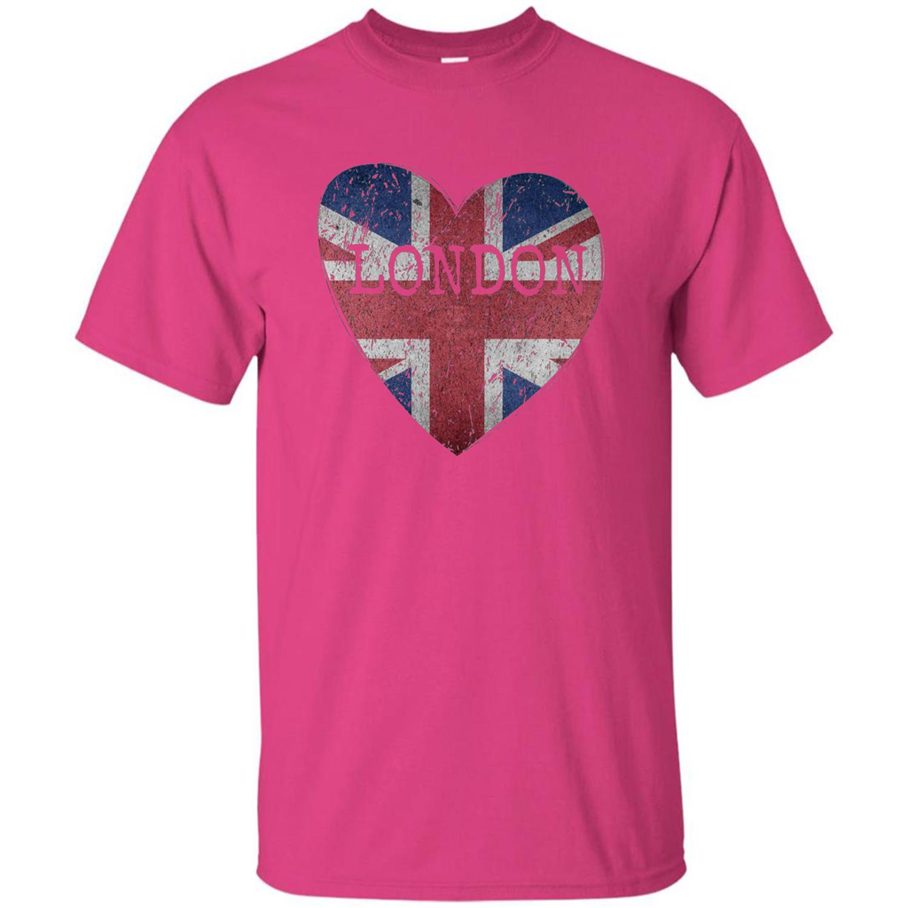 London Flag UK Heart T-shirt Heliconia