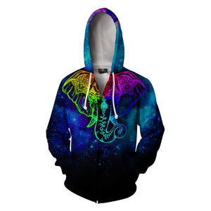 Elephant Lovers 3D Zip Up Hoodie