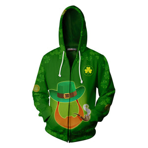 American By Birth Irish By The Grace Of God St.Patrick's Day Zip Up Hoodie