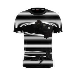 Black Cat Striped 3D T-shirt