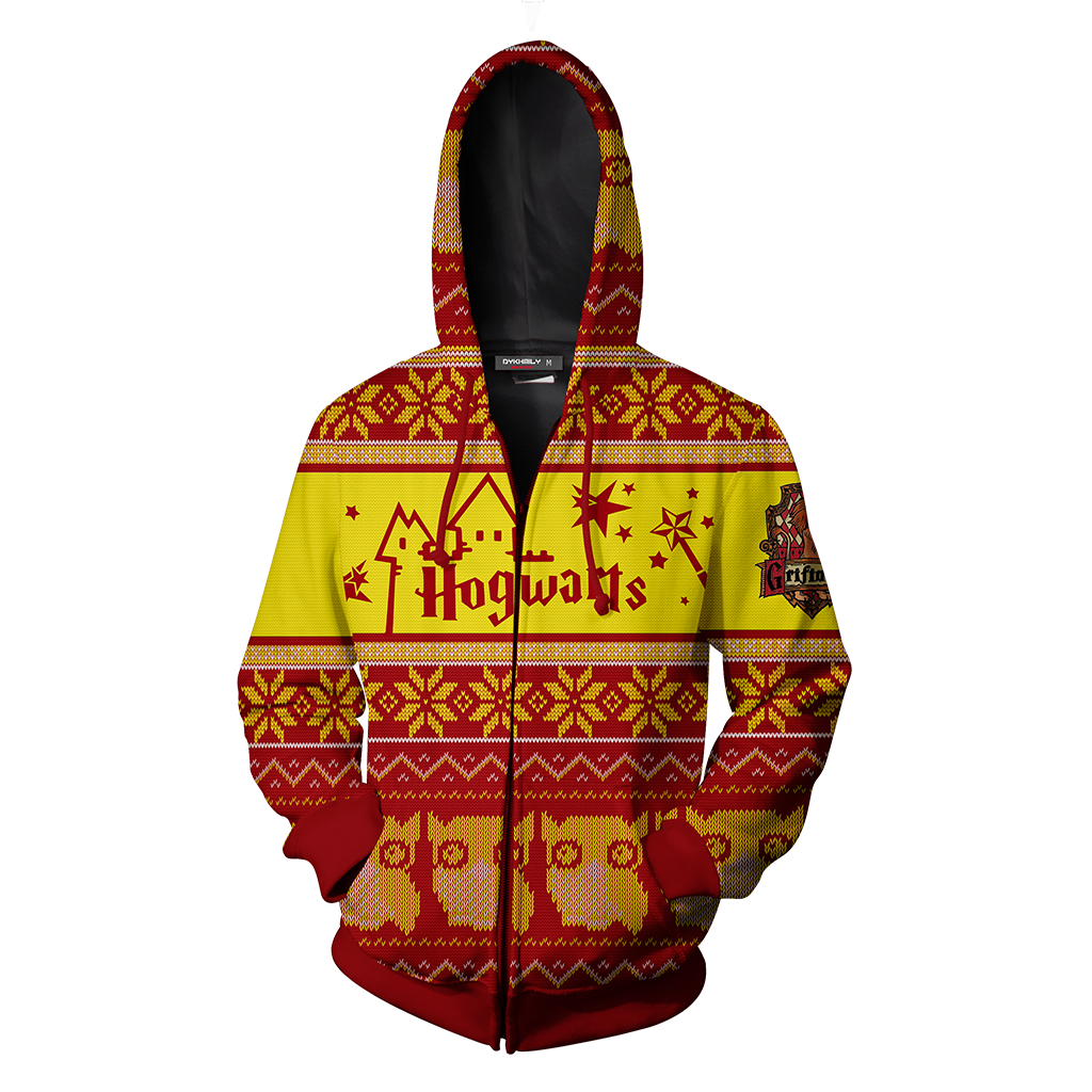 Gryffindor Harry Potter Ugly Christmas Zip Up Hoodie