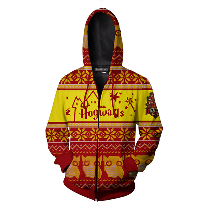 Gryffindor Harry Potter Ugly Christmas Zip Up Hoodie