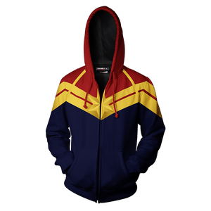 Captain Marvel Cosplay Unisex Zip Up Hoodie Jacket