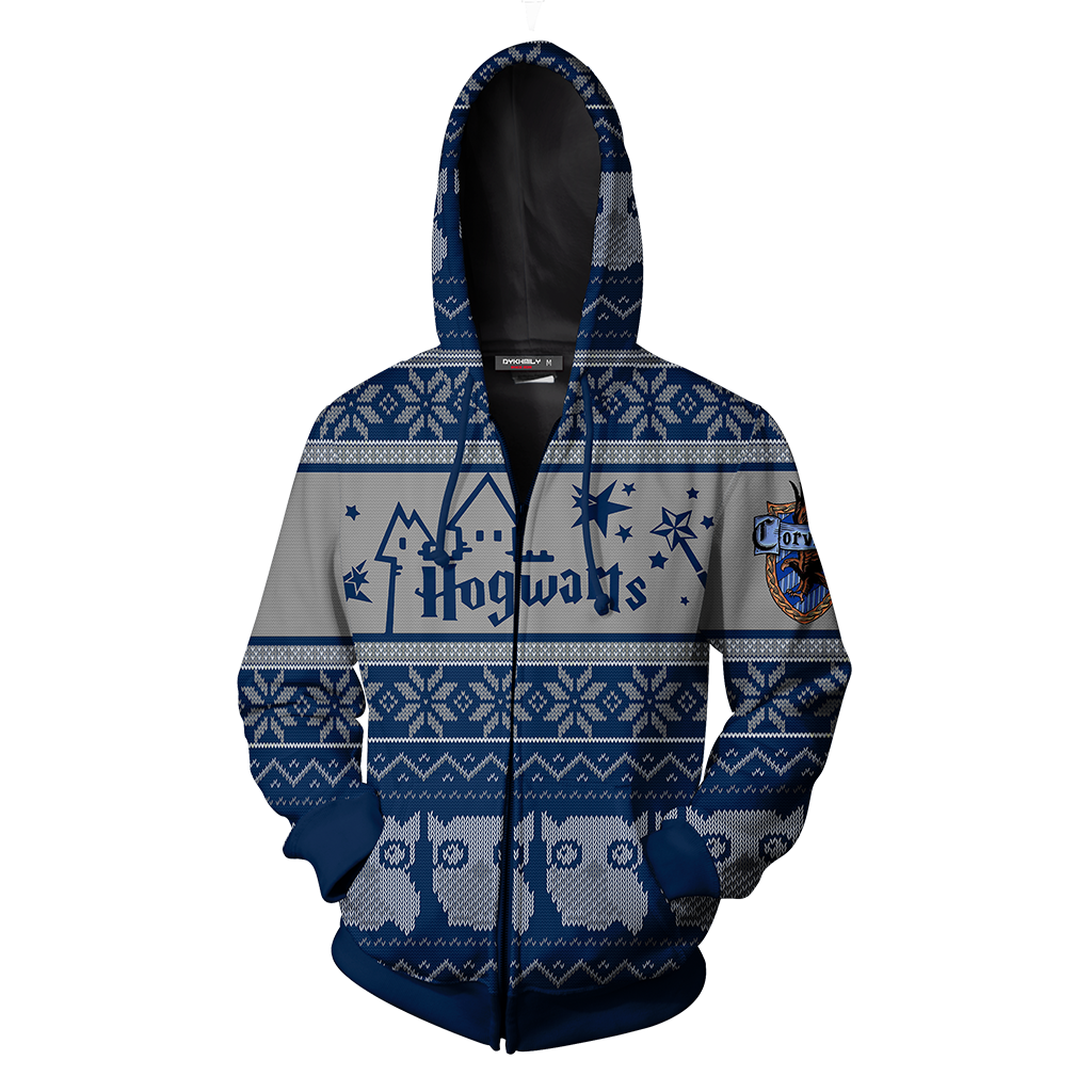 Ravenclaw Harry Potter Ugly Christmas Zip Up Hoodie