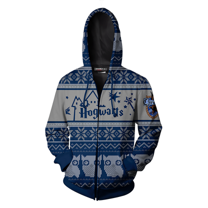 Ravenclaw Harry Potter Ugly Christmas Zip Up Hoodie